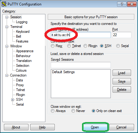 PuTTY example